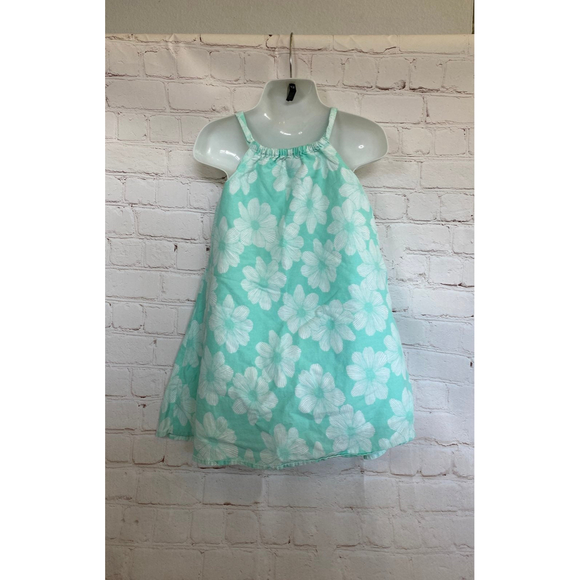 Toddler Mint Green Old Navy Hibiscus Summer Tent Dress - Picture 3 of 4